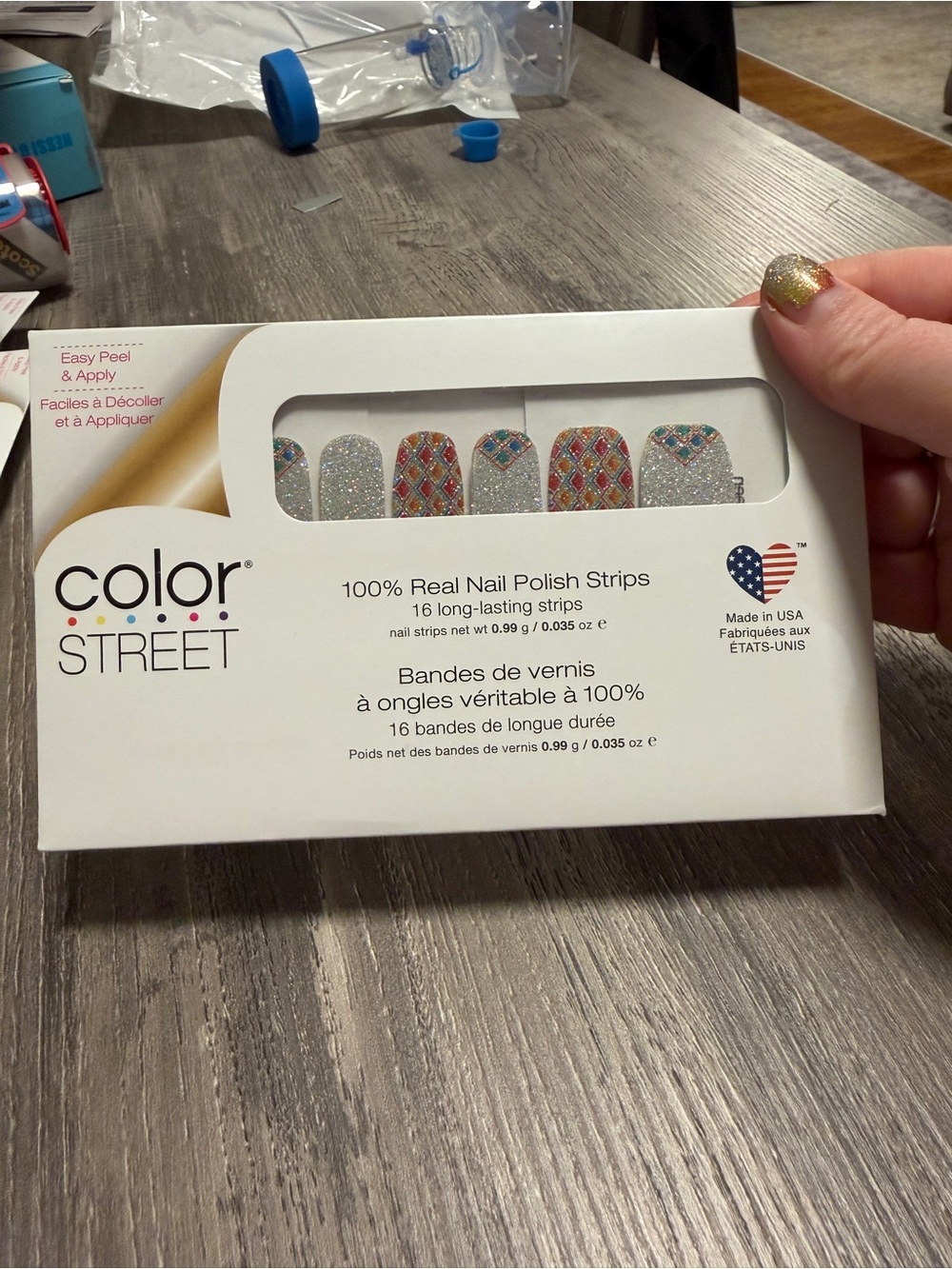Color Street Glitter Silver and Multicolor Diamond Nail Polish Strips